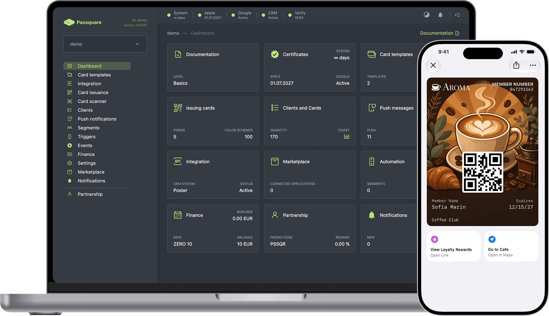 Кабинет Passquare и карта лояльности Apple Wallet